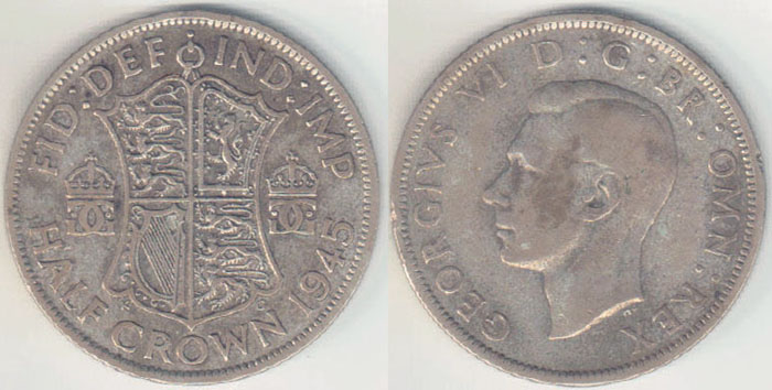 1945 Great Britain silver Half Crown A004671